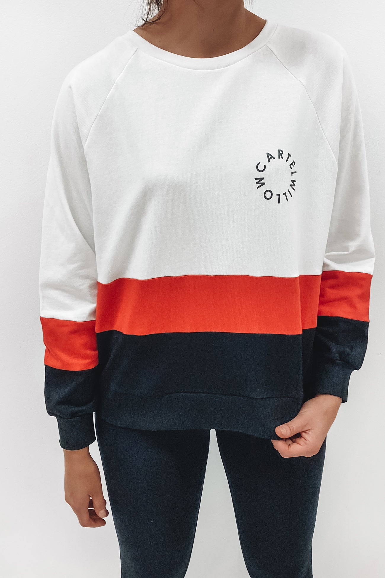 Splice Sweater White Red