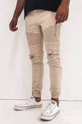 Strung Out Moto Cuffed Jean Trashed Khaki
