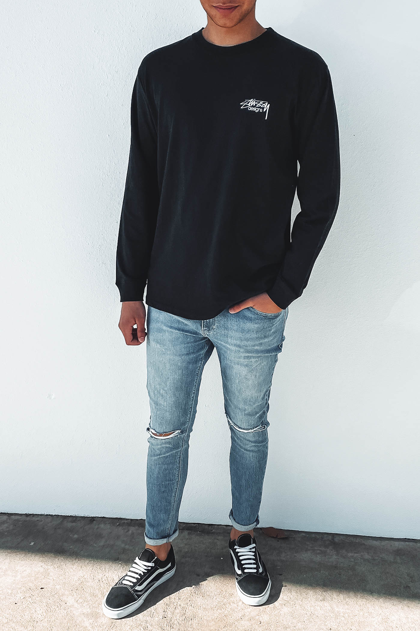 Stussy Design Long Sleeve Tee Solid Black