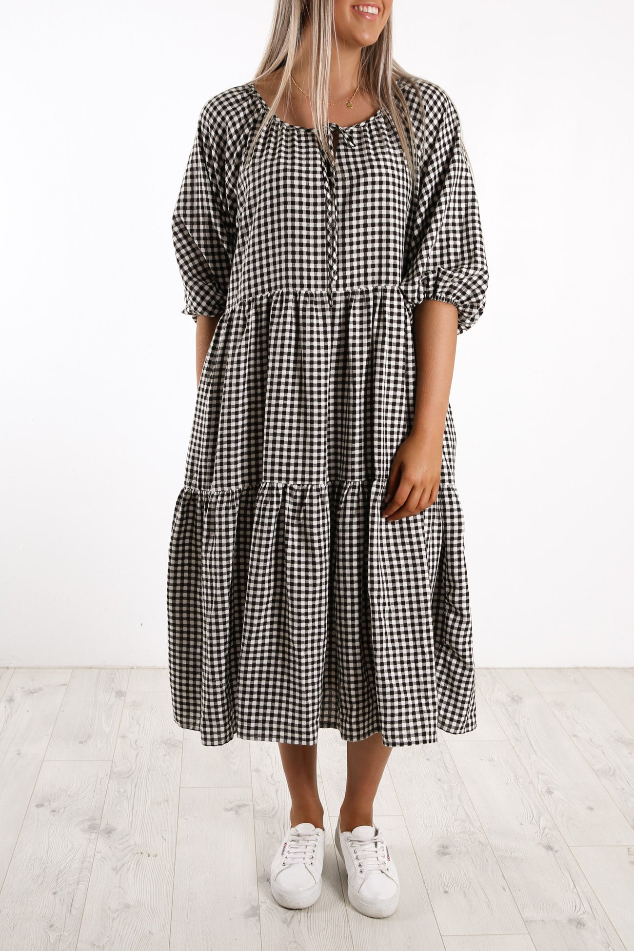Sunset Lover Dress Gingham Black