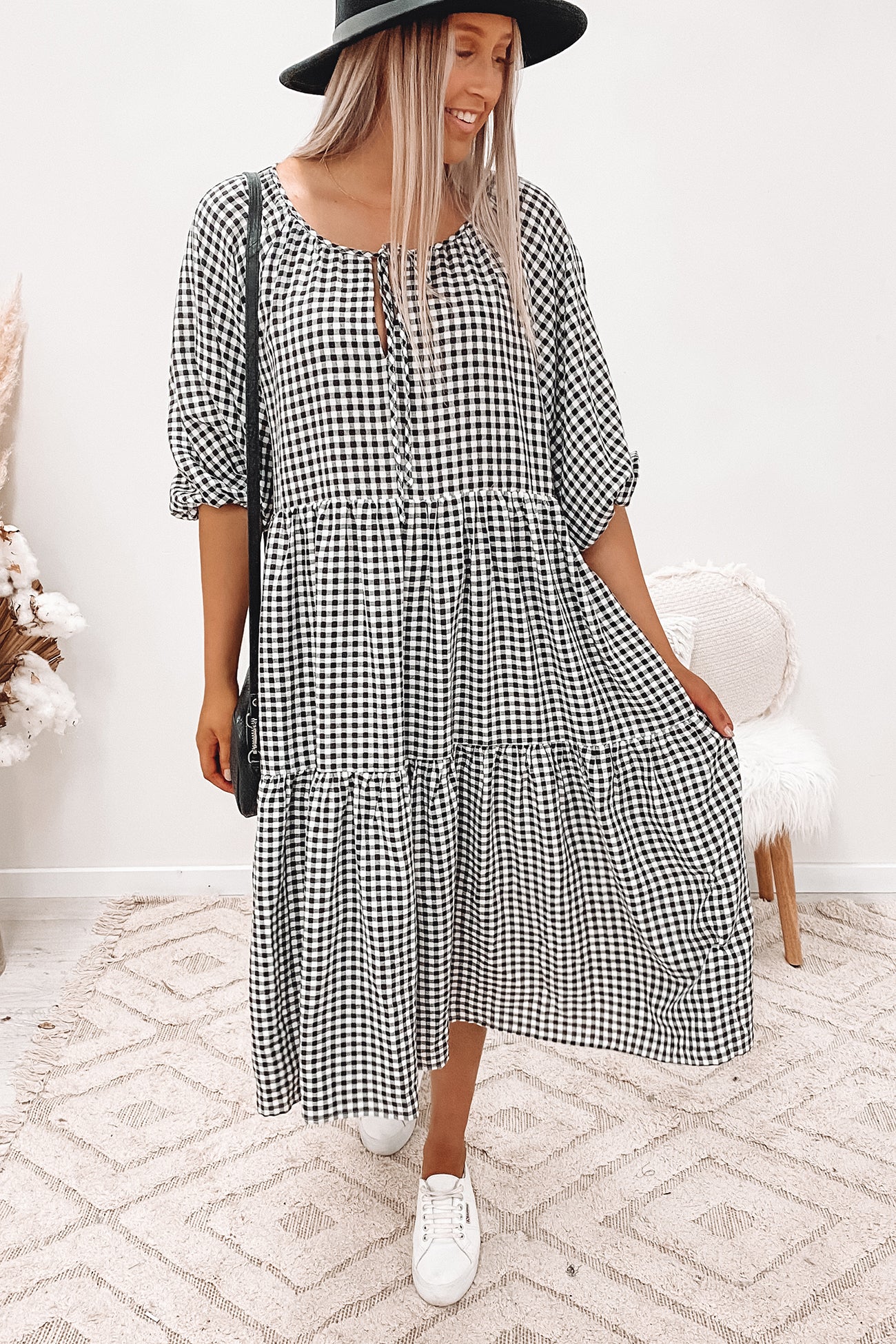 Sunset Lover Dress Gingham Black