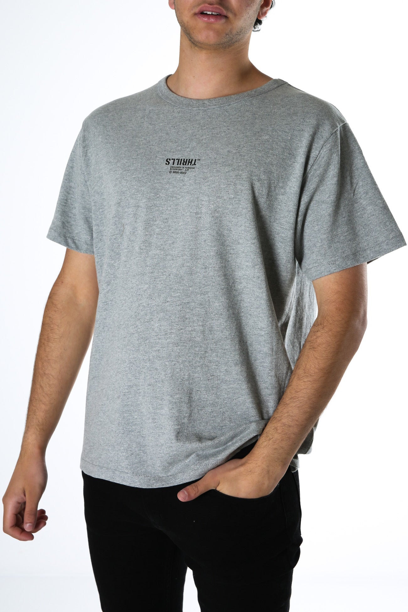 Thrills Stencil Merch Fit Tee Grey Marle
