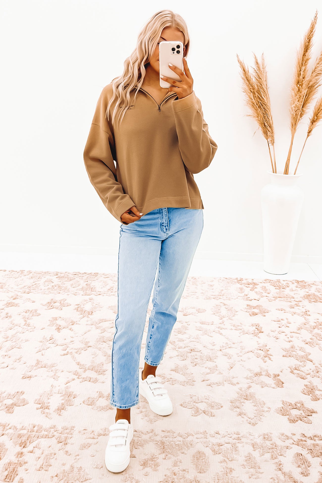 Thrills Stamp 3/4 Zip Pullover Sand