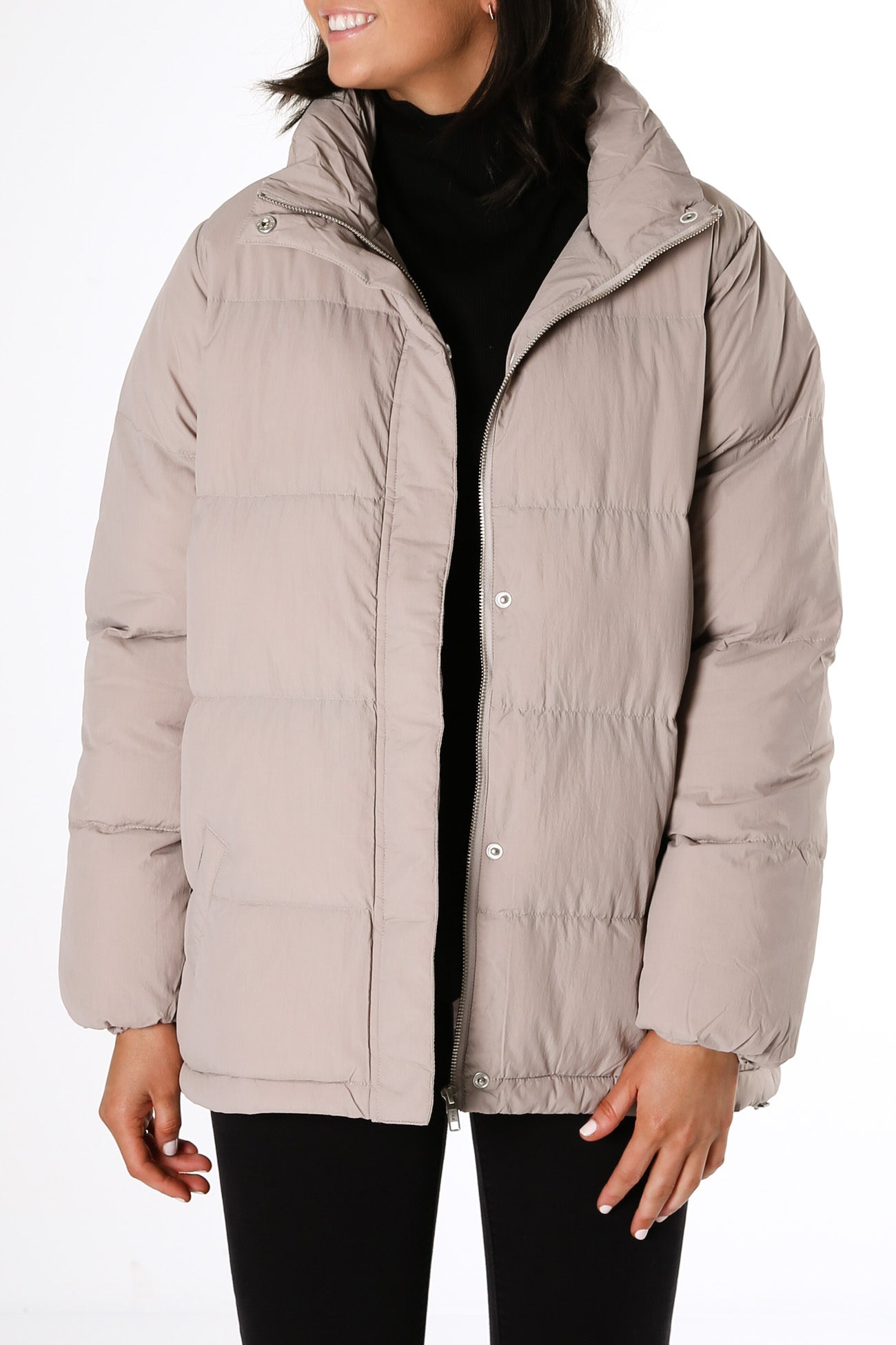 Topher Longline Puffer Taupe