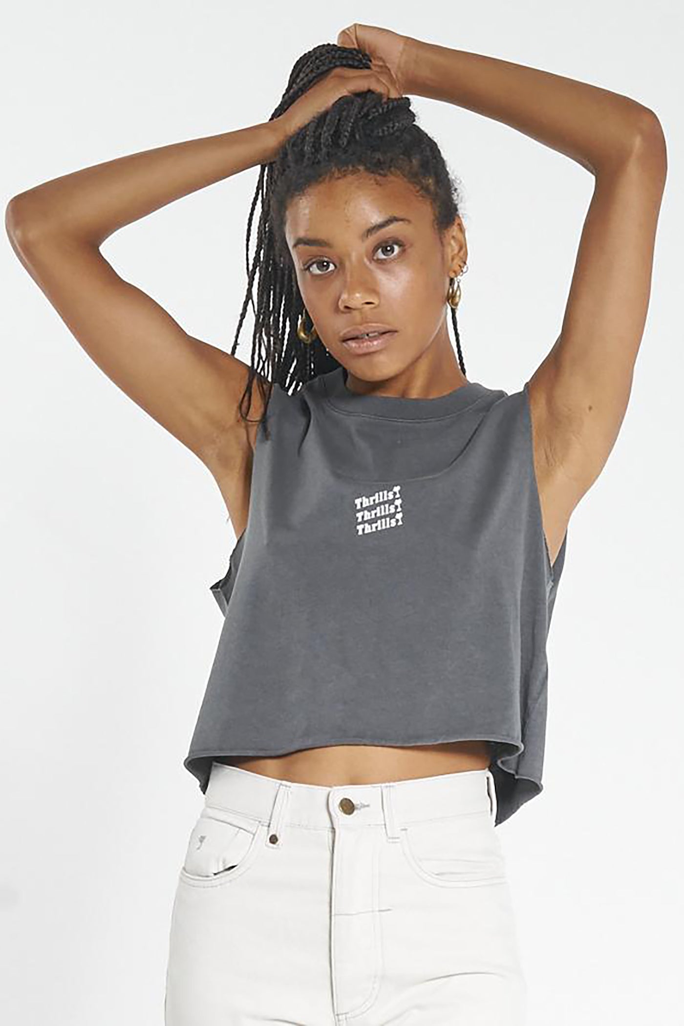 Thrills Unlimited Crop Muscle Merch Black
