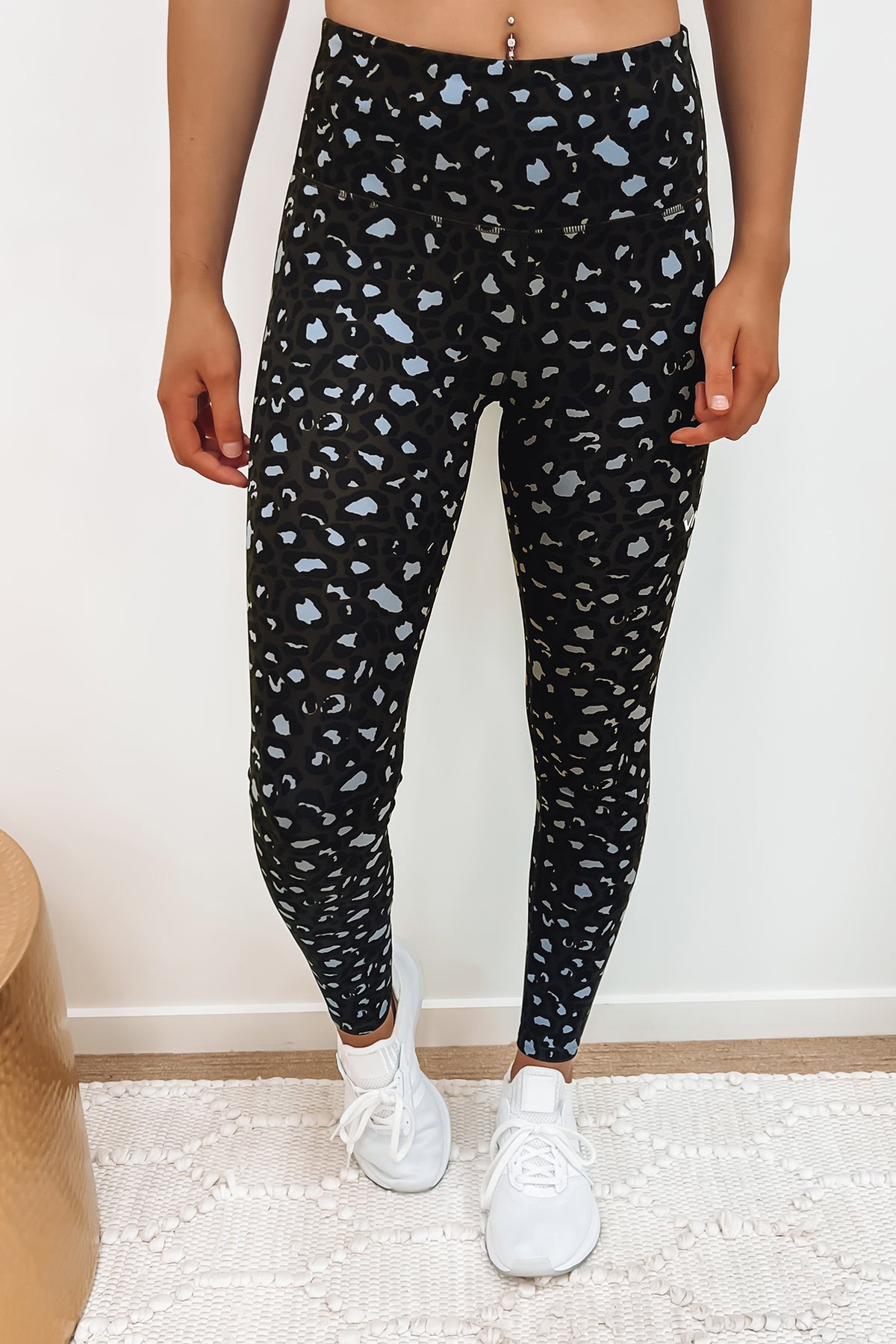 Honeycomb black & white print leggings - Active Trendz