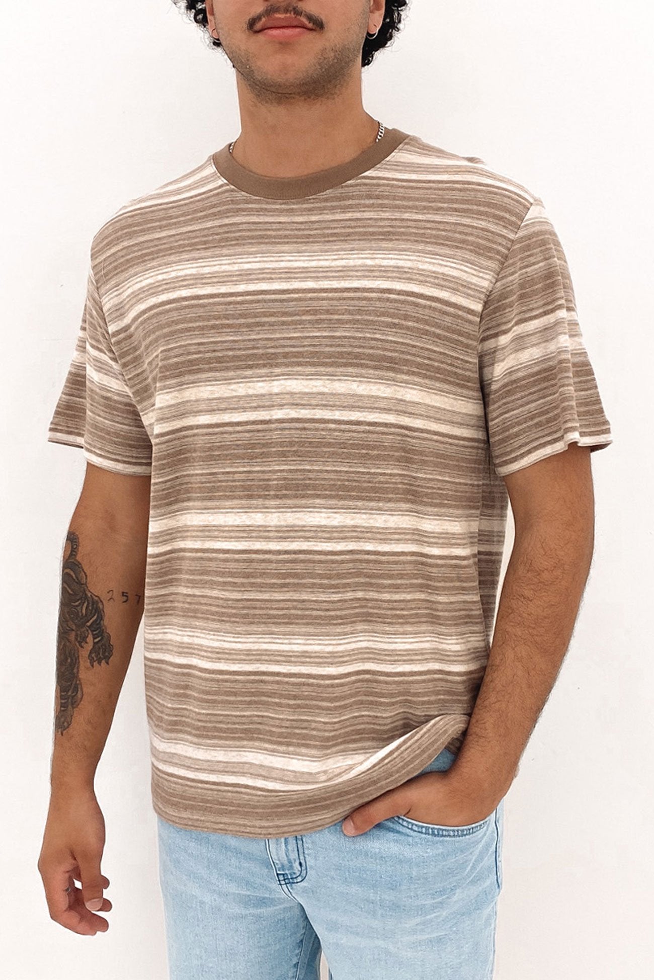 Vintage Stripe Short Sleeve T-Shirt Chocolate