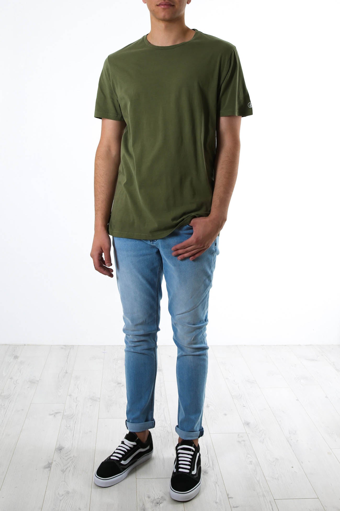 Wash Solid Short Sleeve Tee Army Green Combo