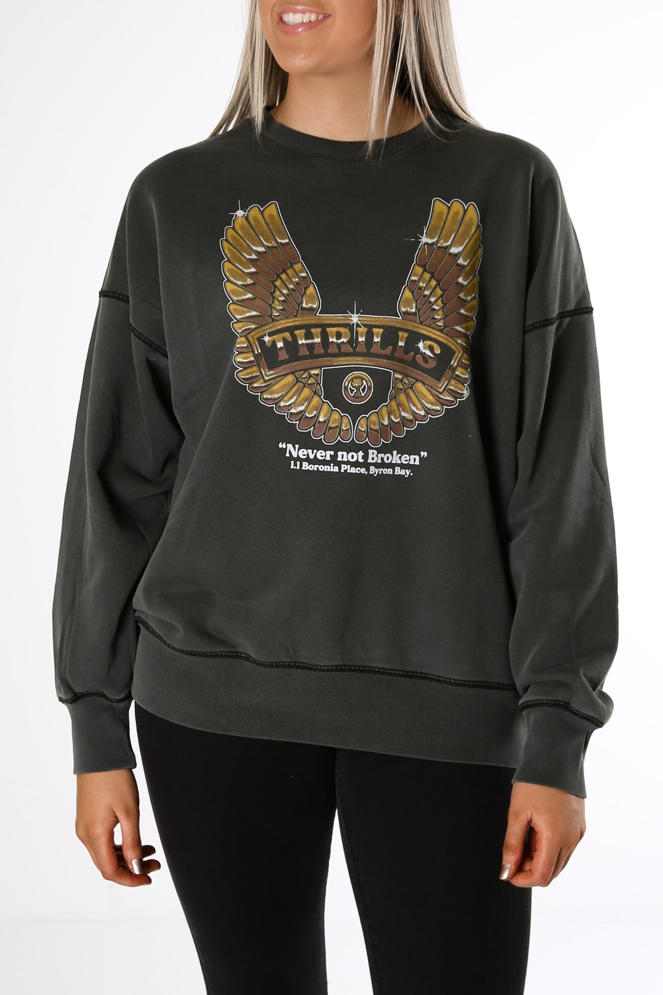 Wings of Steel Slouch Crew Merch Black