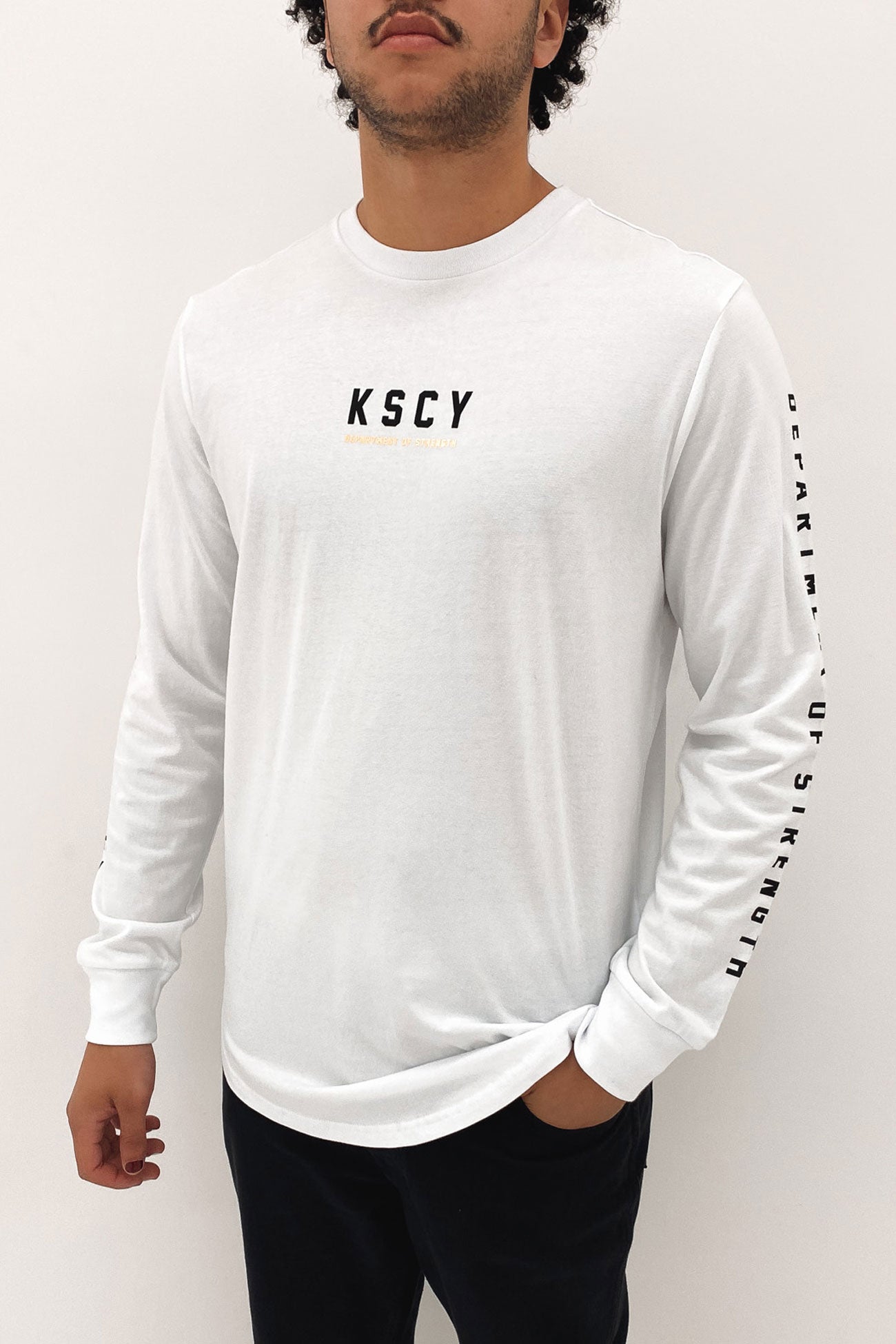 Zenia Dual Curved Long Sleeve Tee White