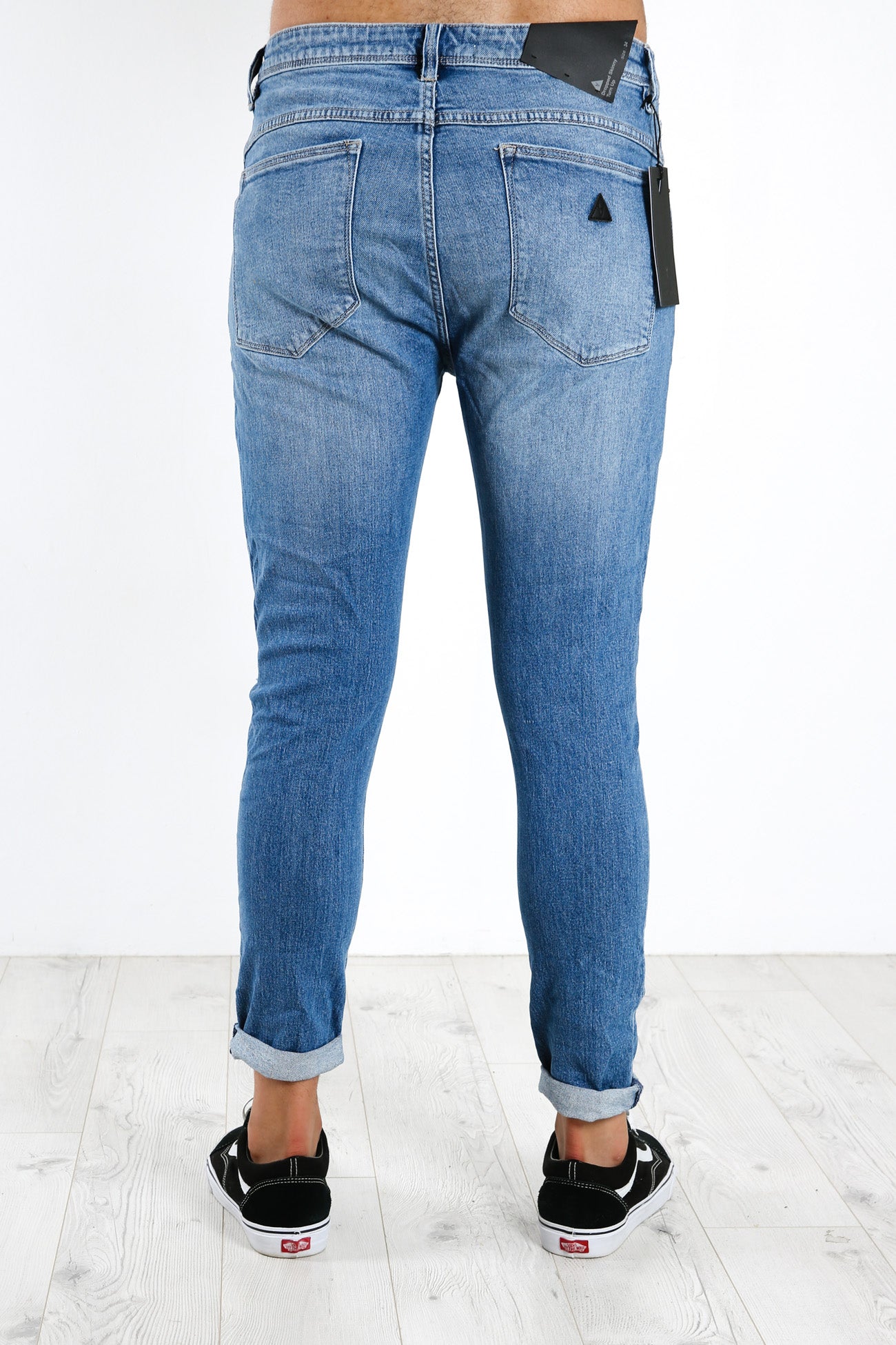 A Dropped Skinny Turn Up Jean Tribe Blue Rip